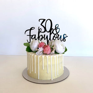 Acrylic Black '30 & Fabulous' Cake Topper