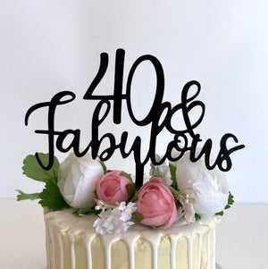 Acrylic Black 40 & Fabulous Cake Topper
