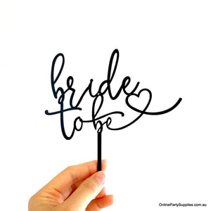 Online Party Supplies Acrylic Black 'Bride To Be' Heart Cake Topper