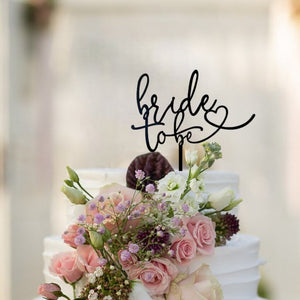 Online Party Supplies Acrylic Black 'Bride To Be' Heart Cake Topper