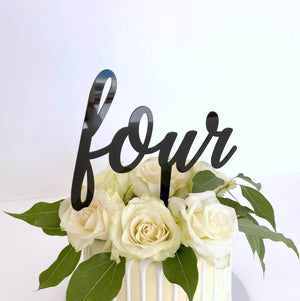 Acrylic Black 'Four' Birthday Cake Topper