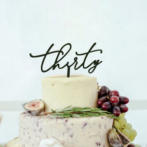 Black Acrylic 'Thirty' Cake Topper