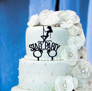Online Party Supplies Australia Black acrylic pole dancer stag party handcuffs bachelor party cake topper