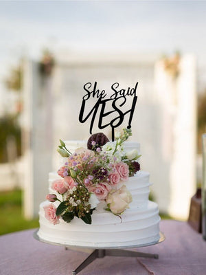 Online Party Supplies Australia Acrylic Black She Said YES! Bridal Cake Topper