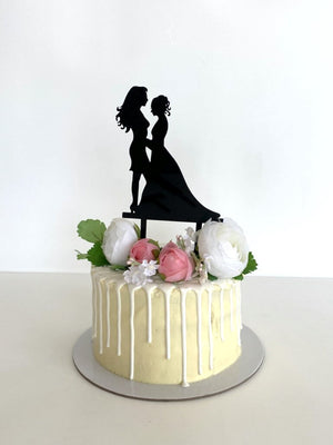 Online Party Supplies Australia Black Silhouette Two Brides Hugging Wedding Cake Topper