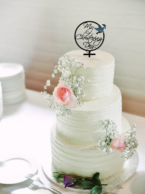 Acrylic Black My Christening Day Dove Cake Topper - Christening / Baptism / Baby Shower Cake Decorations