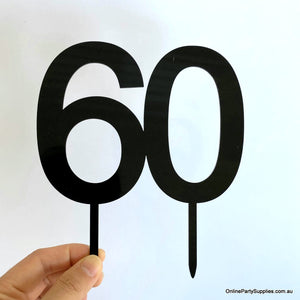 Online Party Supplies Australia acrylic black number 60 happy birthday cake topper