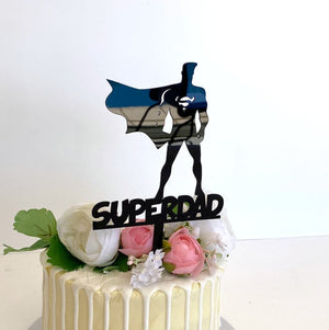 Acrylic Black Superdad Cake Topper