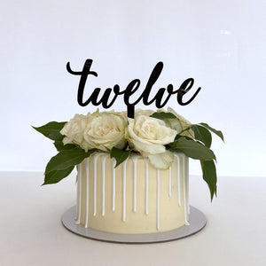 Acrylic Black 'Twelve' 12th birthday Cake Topper