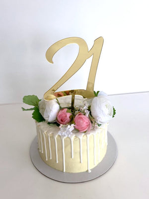 Acrylic Gold Mirror Number 21 Birthday Cake Topper