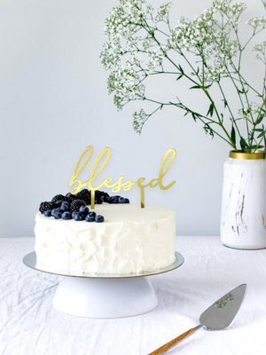 Acrylic Gold Mirror 'blessed' Christening Cake Topper - D