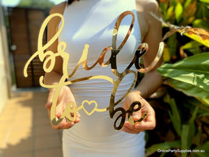 Online Party Supplies Australia Gold Mirror Acrylic 'Bride To Be' Wedding Bridal Shower Wall Sign