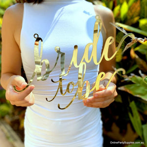 Online Party Supplies Australia 30cm x 30cm acrylic gold hexagon Bride To Be Bridal Hanging Wall Sign - Wedding Centrepiece Decorations