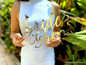 Online Party Supplies Australia 30cm x 30cm acrylic gold hexagon Bride To Be Bridal Hanging Wall Sign - Wedding Centrepiece Decorations