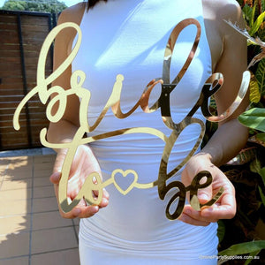 Acrylic Gold Bride To Be Heart Bridal Shower Wall Sign 30cm