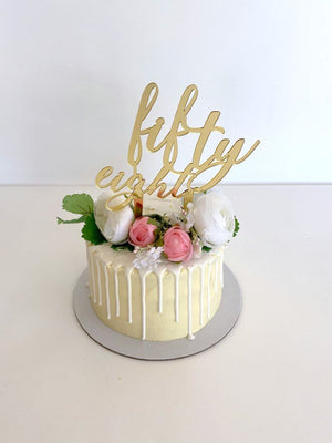 Acrylic Gold Mirror 'fifty eight' Birthday Cake Topper