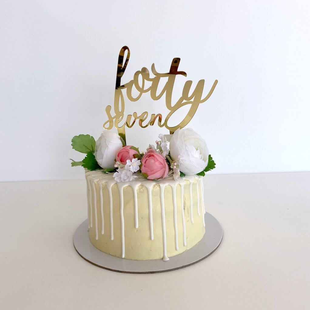 Acrylic Gold Mirror 'forty seven' Birthday Cake Topper