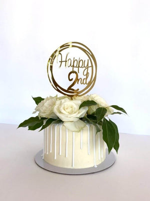 Acrylic Gold Mirror Happy 3rd Birthday Geometric Circle Cake Topper