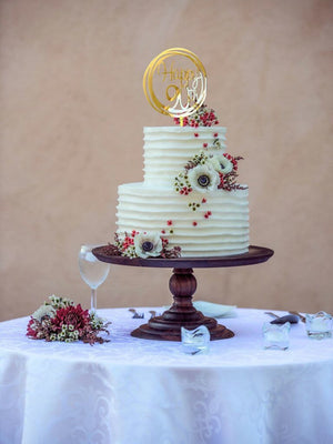 Online Party Supplies Australia Acrylic gold mirror geometric round Happy 90th birthday wedding Cake Topper