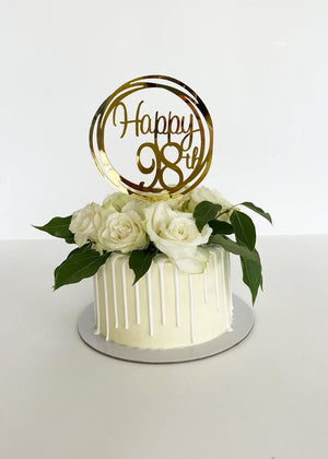 Acrylic Gold Mirror Geometric Round 'Happy 98th' Cake Topper