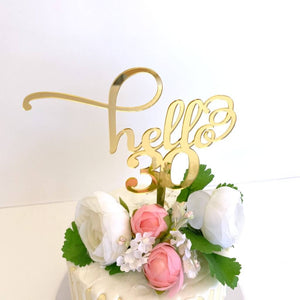 Acrylic Mirror Hello 30 Cake Topper