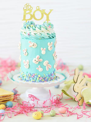 Gold Mirror Acrylic IT'S A BOY baby shower gender reaveal Cake Topper