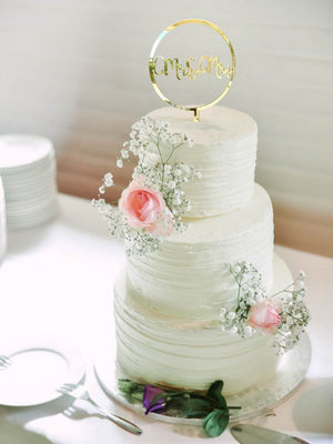 Acrylic Gold Mirror 'Mr and Mrs' Loop Wedding Engagement Bridal Shower Cake Topper