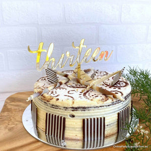 Acrylic Gold Mirror 'Thirteen' Cake Topper - 13th Birthday Party Cake Decorations