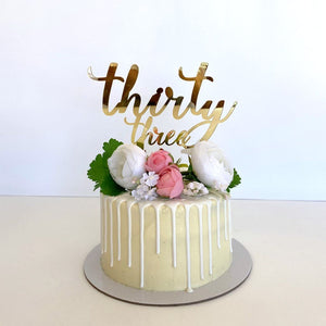 Acrylic Gold Mirror 'thirty three' Birthday Cake Topper