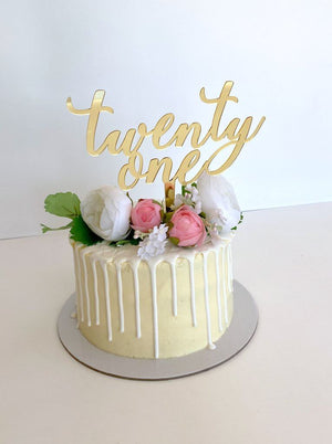 Acrylic Gold Mirror 'twenty one' Cake Topper