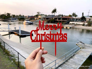 Acrylic Classic Red Merry Christmas Cake Topper Xmas Cake Decorations