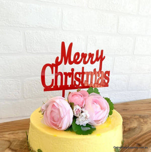 Acrylic Classic Red Merry Christmas Cake Topper Xmas Cake Decorations