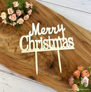 Acrylic Classic Silver Mirror 'Merry Christmas' Cake Topper - Xmas New Year Party Cake Decorations