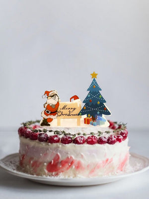 Acrylic Merry Christmas Grinning Santa Cake Topper