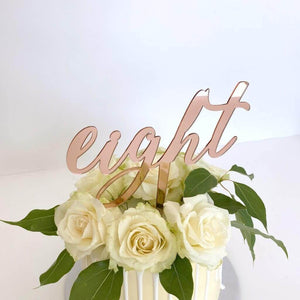 Acrylic Rose Gold Mirror 'Eight' Birthday Cake Topper