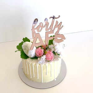 Acrylic Rose Gold Mirror 'forty AF' Birthday Cake Topper