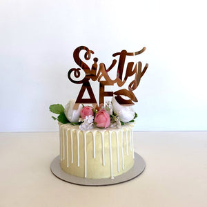 Acrylic Rose Gold Mirror sixty AF Birthday Cake Topper