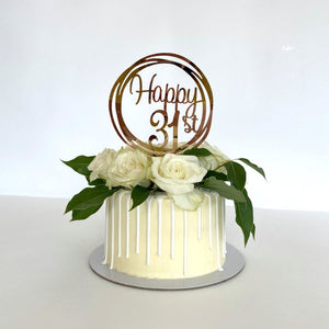 Acrylic Rose Gold Mirror Geometric Circle Happy 31st birthday Cake Topper