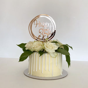 Acrylic Rose Gold Mirror Geometric Circle Happy 35th birthday Cake Topper