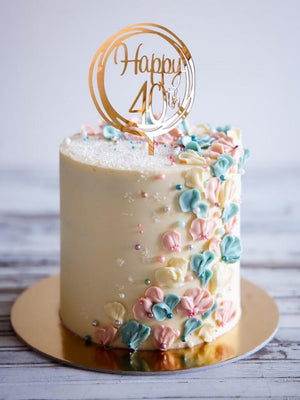 Online Party Supplies Australia Rose gold mirror geometrical circle happy 40th birthday cake topper
