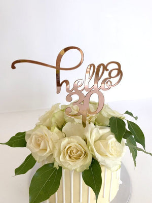 Acrylic Rose Mirror Hello 30 Cake Topper