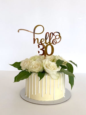 Acrylic Rose Mirror Hello 30 Cake Topper