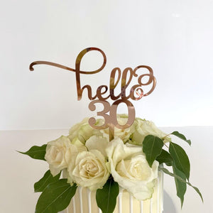 Acrylic Rose Mirror Hello 30 Cake Topper