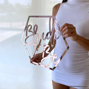 Online Party Supplies Australia acrylic rose gold mirror hexagon Bride To Be Bridal Hanging Wall Sign - Wedding Centrepiece Decorations