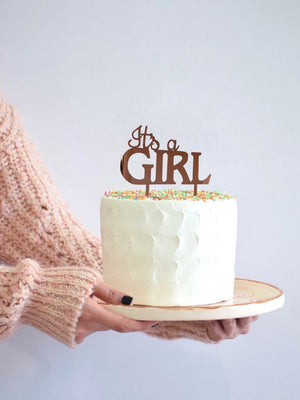 Rose Gold Mirror Acrylic IT'S A GIRL Cake Topper