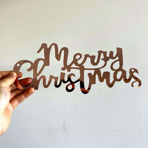 Rose Gold Mirror Acrylic Merry Christmas Door Sign
