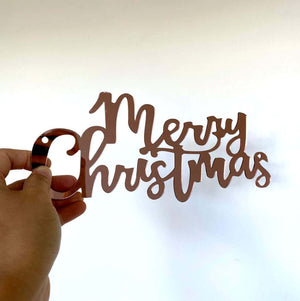 Rose Gold Mirror Acrylic Merry Christmas Door Sign