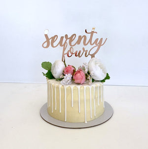 Acrylic Rose Gold Mirror 'seventy four' Birthday Cake Topper