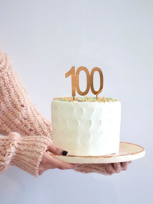 Acrylic Rose Gold Mirror Number 100 Cake Topper