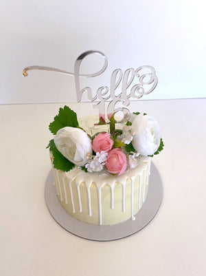 Acrylic Silver Mirror 'hello 16' Cake Topper